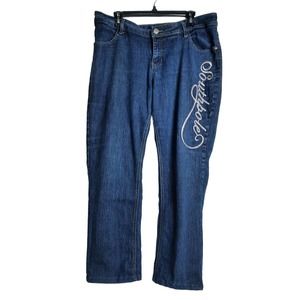 Southpole Women's Stretch Dark Wash Silver Embroidery Pockets‎  Flare Cut 20